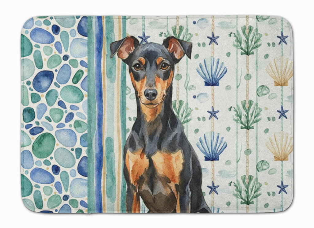 Manchester Terrier Coastal Sea Glass Memory Foam Kitchen Mat Machine Washable Anti-Fatigue Cushion Comfort Bath or Kitchen Rug