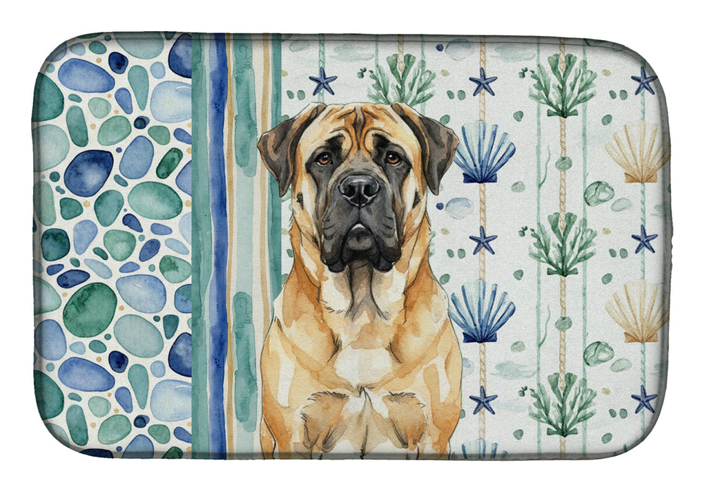 Fawn Mastiff Coastal Sea Glass Dish Drying Mat Absorbent Dish Drying Mat Pad for Kitchen Counter Dish Drainer Mat for Countertop, 14 x 21", Multicolor