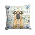 Fawn Mastiff Coastal Sea Glass Decorative Throw Pillow 14x14 Indoor Outdoor Accent Cushion, Fabric Cover with Insert for Sofa, Bed, Porch & Living Room