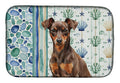 Chocolate and Rust Miniature Pinscher Min Pin Coastal Sea Glass Dish Drying Mat Absorbent Dish Drying Mat Pad for Kitchen Counter Dish Drainer Mat for Countertop, 14 x 21", Multicolor