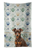 Chocolate and Rust Miniature Pinscher Min Pin Coastal Sea Glass Kitchen Towel Velour Plush Front and Cotton Loop Back Machine Washable