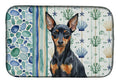 Black and Tan Miniature Pinscher Coastal Sea Glass Dish Drying Mat Absorbent Dish Drying Mat Pad for Kitchen Counter Dish Drainer Mat for Countertop, 14 x 21", Multicolor