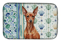 Red Miniature Pinscher Min Pin Coastal Sea Glass Dish Drying Mat Absorbent Dish Drying Mat Pad for Kitchen Counter Dish Drainer Mat for Countertop, 14 x 21", Multicolor