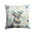 Miniature Schnauzer Coastal Sea Glass Decorative Throw Pillow 18x18 Indoor Outdoor Accent Cushion, Fabric Cover with Insert for Sofa, Bed, Porch & Living Room