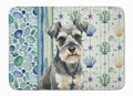 Miniature Schnauzer Coastal Sea Glass Memory Foam Kitchen Mat Machine Washable Anti-Fatigue Cushion Comfort Bath or Kitchen Rug