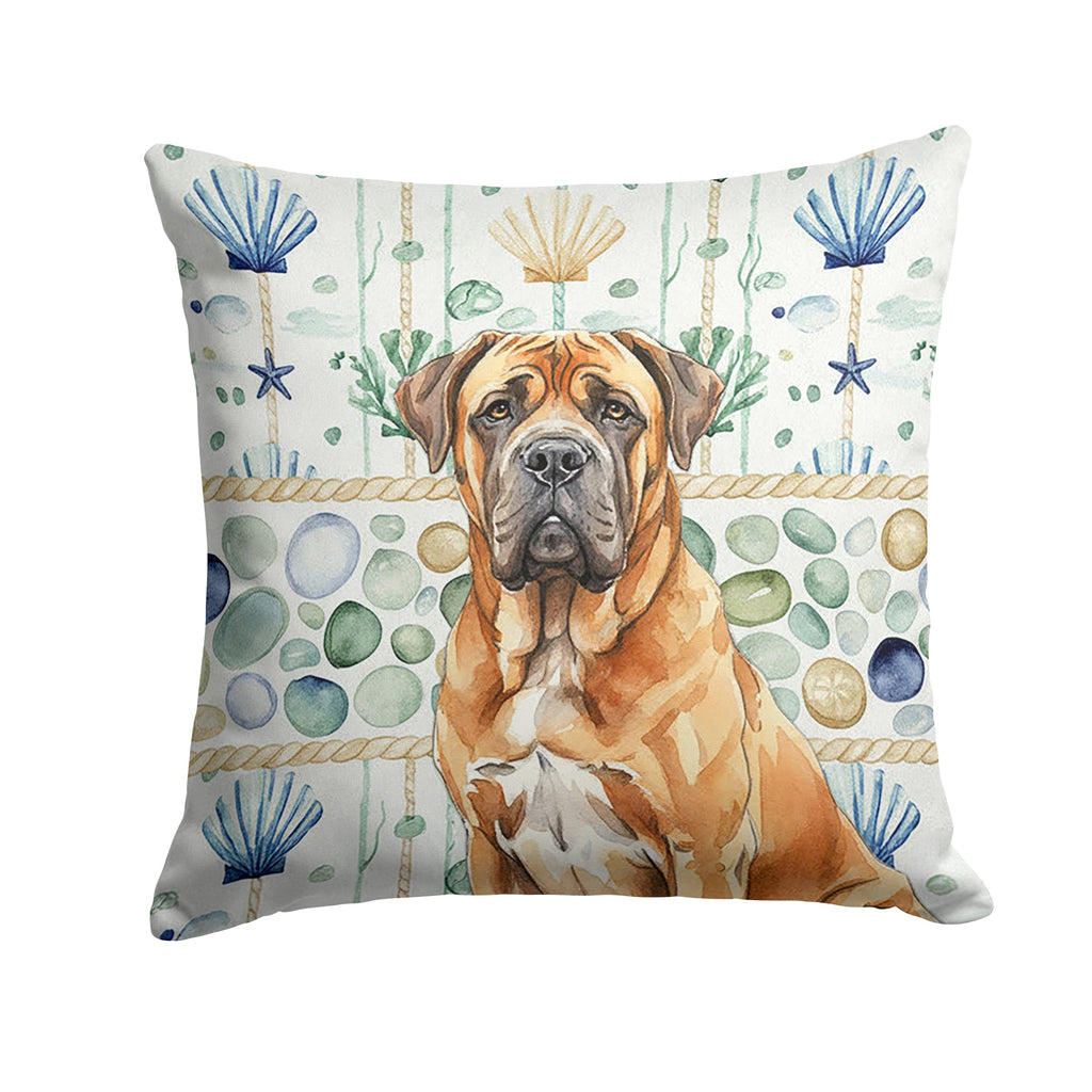Neapolitan Mastiff Coastal Sea Glass Decorative Throw Pillow 14x14 Indoor Outdoor Accent Cushion, Fabric Cover with Insert for Sofa, Bed, Porch & Living Room