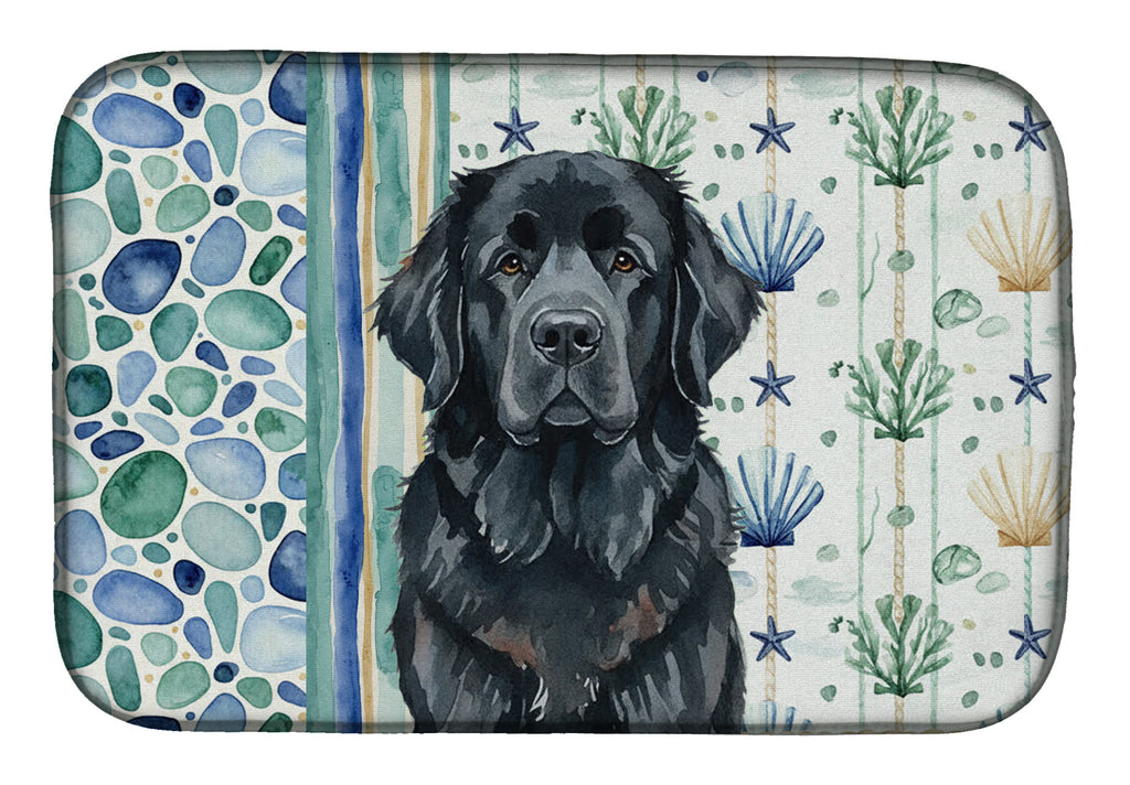Black Newfoundland Coastal Sea Glass Dish Drying Mat Absorbent Dish Drying Mat Pad for Kitchen Counter Dish Drainer Mat for Countertop, 14 x 21", Multicolor