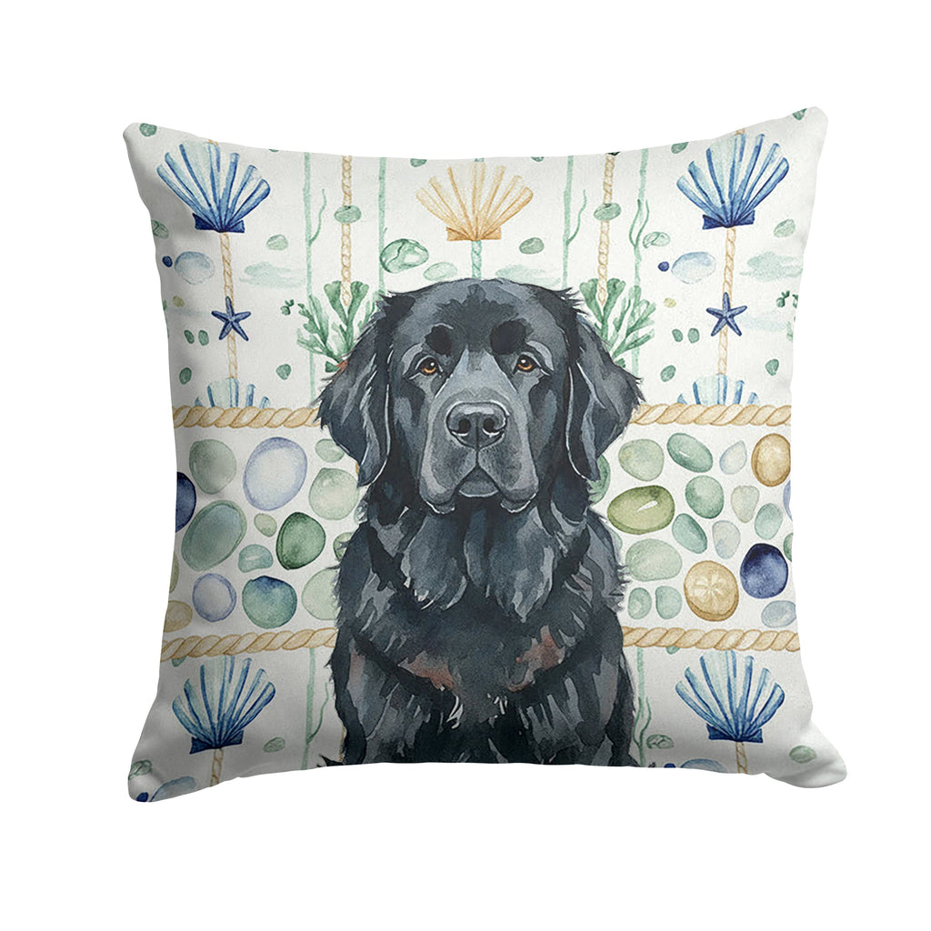 Black Newfoundland Coastal Sea Glass Decorative Throw Pillow 14x14 Indoor Outdoor Accent Cushion, Fabric Cover with Insert for Sofa, Bed, Porch & Living Room
