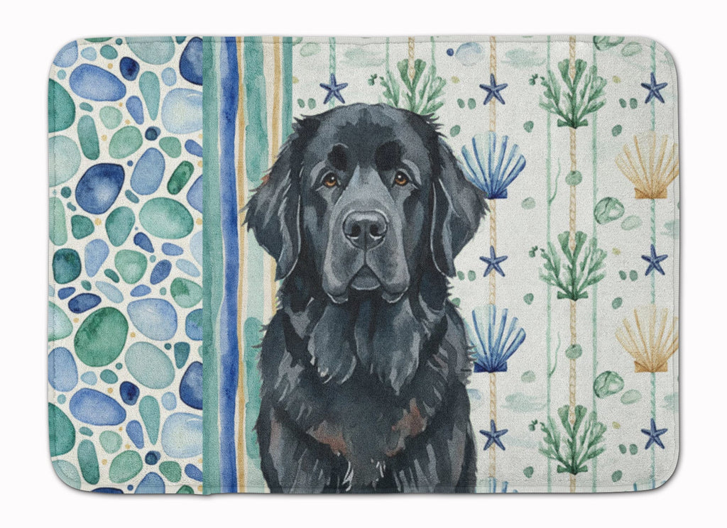 Black Newfoundland Coastal Sea Glass Memory Foam Kitchen Mat Machine Washable Anti-Fatigue Cushion Comfort Bath or Kitchen Rug