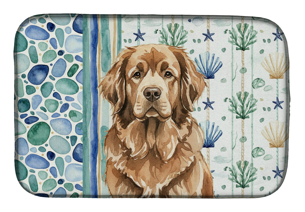 Brown Newfoundland Coastal Sea Glass Dish Drying Mat Absorbent Dish Drying Mat Pad for Kitchen Counter Dish Drainer Mat for Countertop, 14 x 21", Multicolor