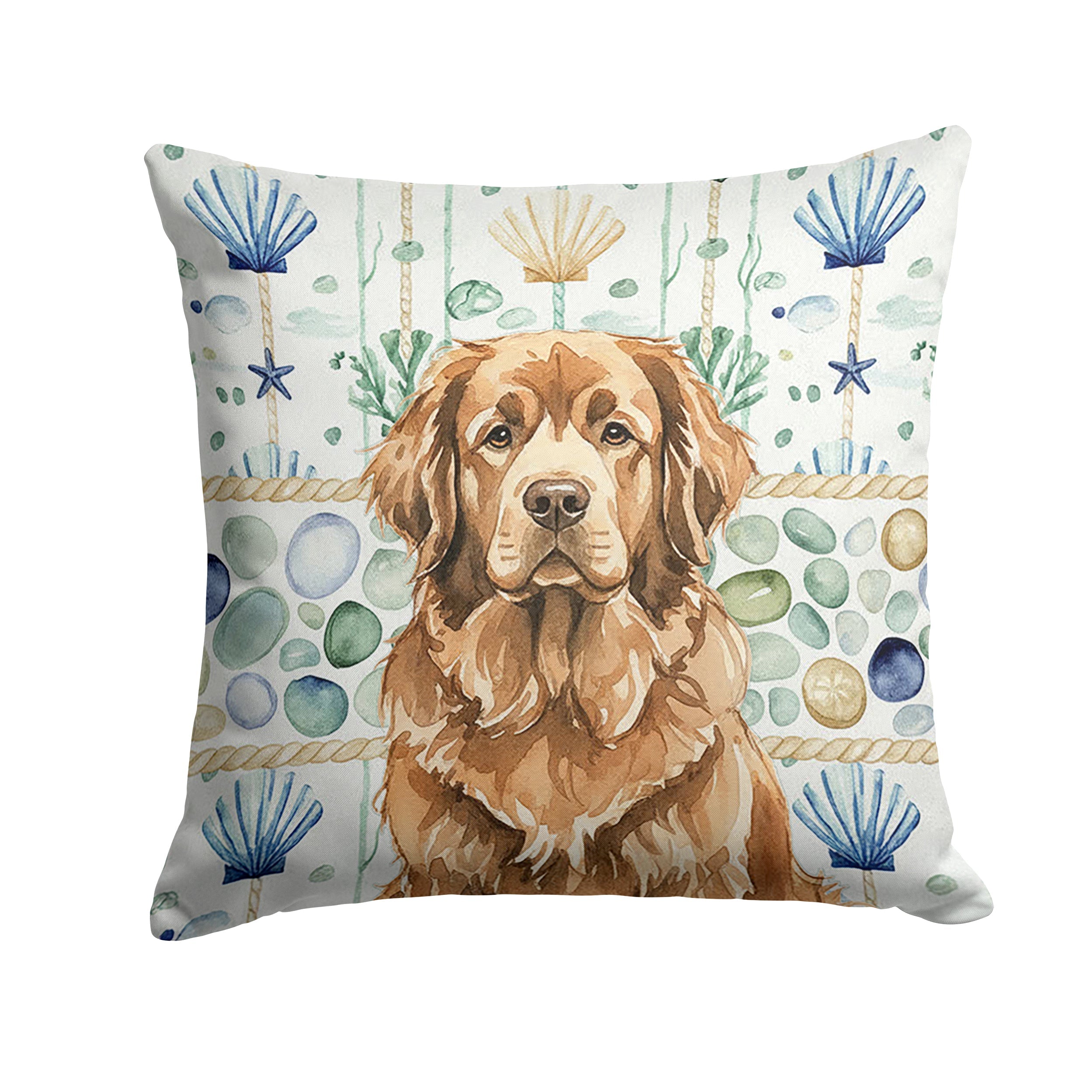 Brown Newfoundland Coastal Sea Glass Decorative Throw Pillow 14x14 Indoor Outdoor Accent Cushion, Fabric Cover with Insert for Sofa, Bed, Porch & Living Room