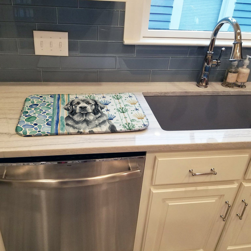 Gray Newfoundland Coastal Sea Glass Dish Drying Mat Absorbent Dish Drying Mat Pad for Kitchen Counter Dish Drainer Mat for Countertop, 14 x 21", Multicolor
