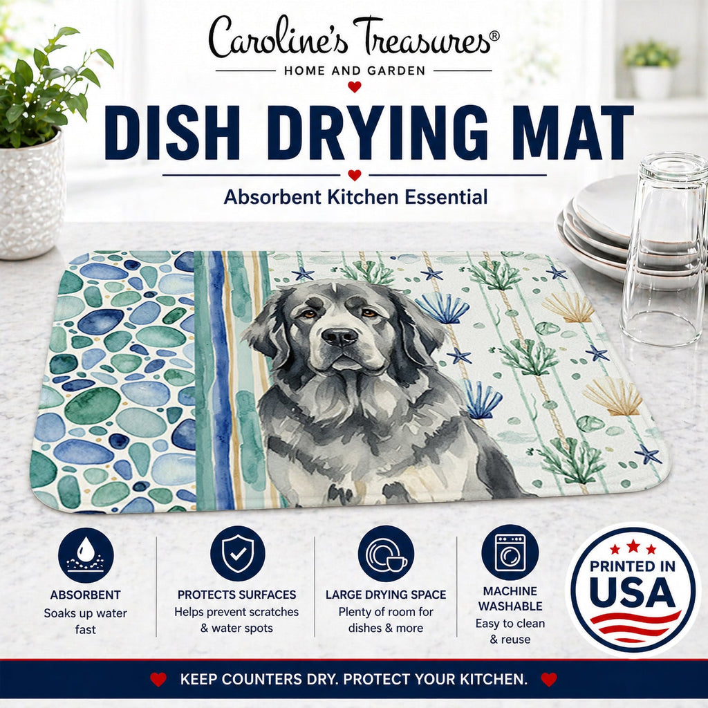 Gray Newfoundland Coastal Sea Glass Dish Drying Mat Absorbent Dish Drying Mat Pad for Kitchen Counter Dish Drainer Mat for Countertop, 14 x 21", Multicolor