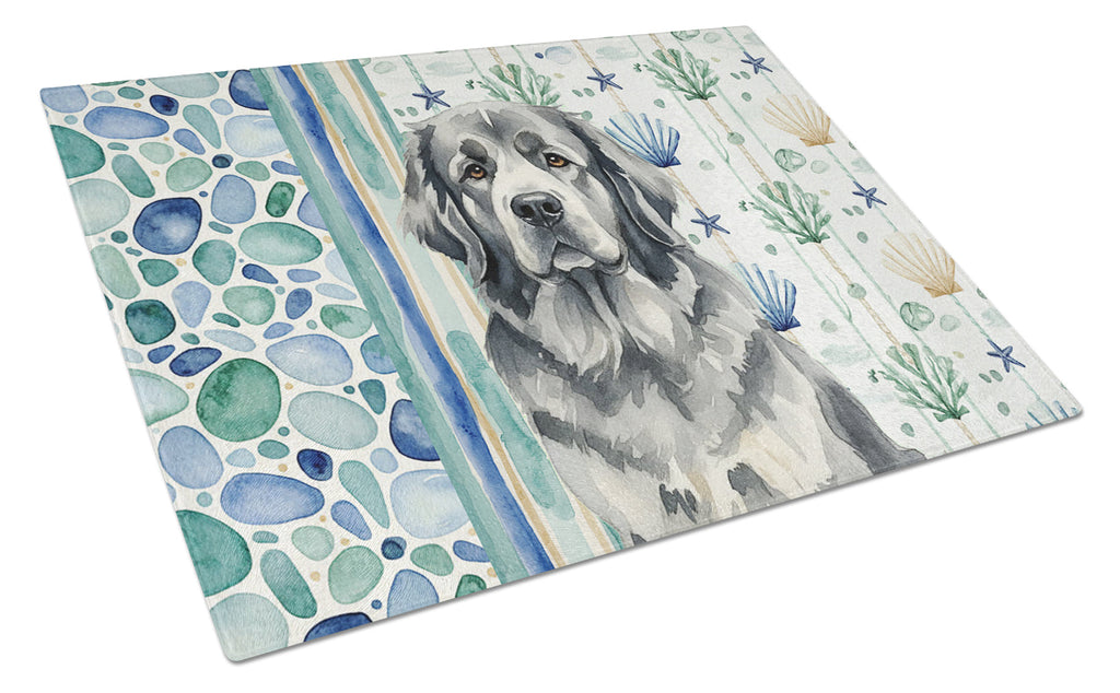 Gray Newfoundland Coastal Sea Glass Cutting Board Tempered Glass Kitchen Cutting Surface, Heat Resistant Chopping, Non-Slip Feet, Food Prep & Serving