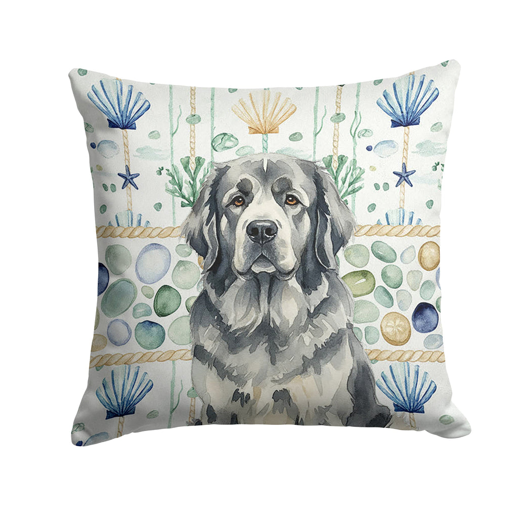 Gray Newfoundland Coastal Sea Glass Decorative Throw Pillow 14x14 Indoor Outdoor Accent Cushion, Fabric Cover with Insert for Sofa, Bed, Porch & Living Room