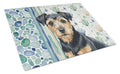Black and Tan Norfolk Terrier Coastal Sea Glass Cutting Board Tempered Glass Kitchen Cutting Surface, Heat Resistant Chopping, Non-Slip Feet, Food Prep & Serving
