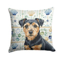 Black and Tan Norfolk Terrier Coastal Sea Glass Decorative Throw Pillow 14x14 Indoor Outdoor Accent Cushion, Fabric Cover with Insert for Sofa, Bed, Porch & Living Room