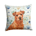 Red Norfolk Terrier Coastal Sea Glass Decorative Throw Pillow 14x14 Indoor Outdoor Accent Cushion, Fabric Cover with Insert for Sofa, Bed, Porch & Living Room