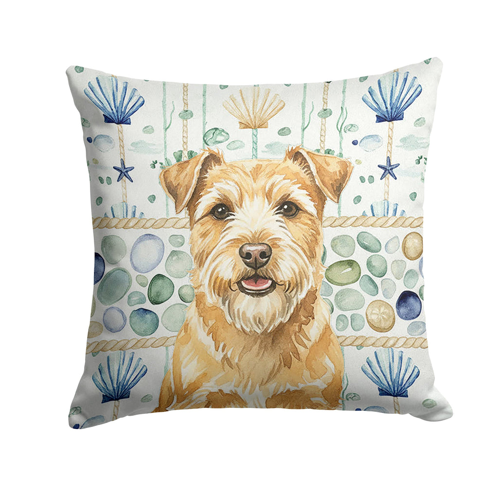 Wheaten Norfolk Terrier Coastal Sea Glass Decorative Throw Pillow 18x18 Indoor Outdoor Accent Cushion, Fabric Cover with Insert for Sofa, Bed, Porch & Living Room