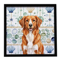 Orange Nova Scotia Duck Tolling Retriever Coastal Sea Glass Framed Metal Print Bathroom, Kitchen, Office, Home Decor Wall Art Ready to Hang, Square, 8X8