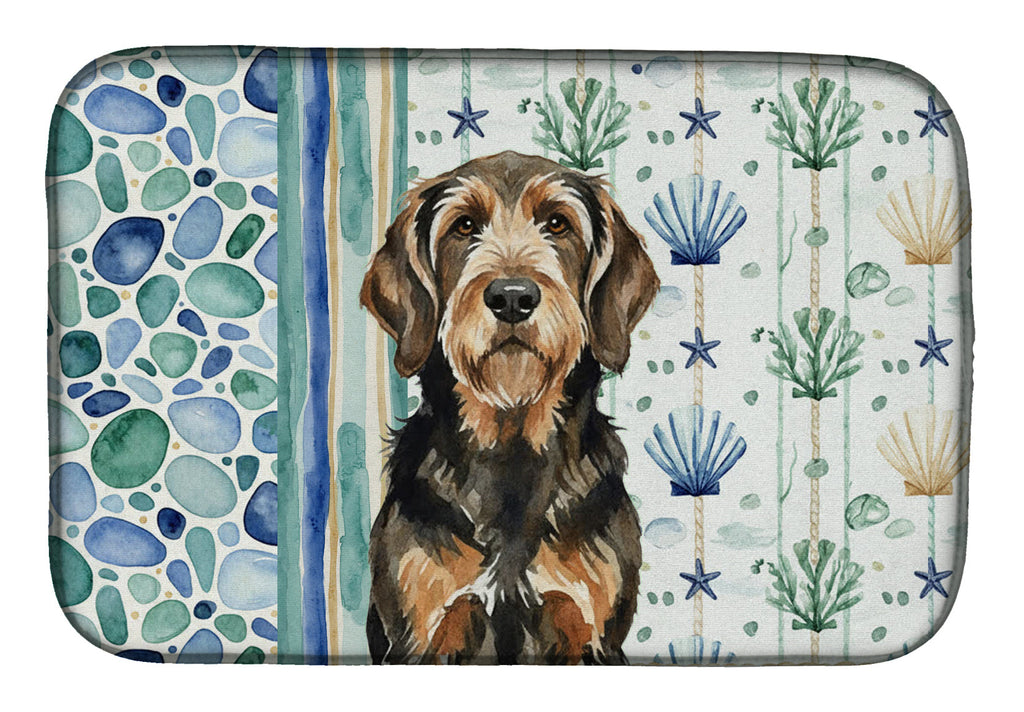 Black and Tan Otterhound Coastal Sea Glass Dish Drying Mat Absorbent Dish Drying Mat Pad for Kitchen Counter Dish Drainer Mat for Countertop, 14 x 21", Multicolor