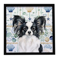 Black and White Papillon Coastal Sea Glass Framed Metal Print Bathroom, Kitchen, Office, Home Decor Wall Art Ready to Hang, Square, 8X8