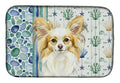 Lemon and White Papillon Coastal Sea Glass Dish Drying Mat Absorbent Dish Drying Mat Pad for Kitchen Counter Dish Drainer Mat for Countertop, 14 x 21", Multicolor