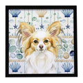 Lemon and White Papillon Coastal Sea Glass Framed Metal Print Bathroom, Kitchen, Office, Home Decor Wall Art Ready to Hang, Square, 8X8