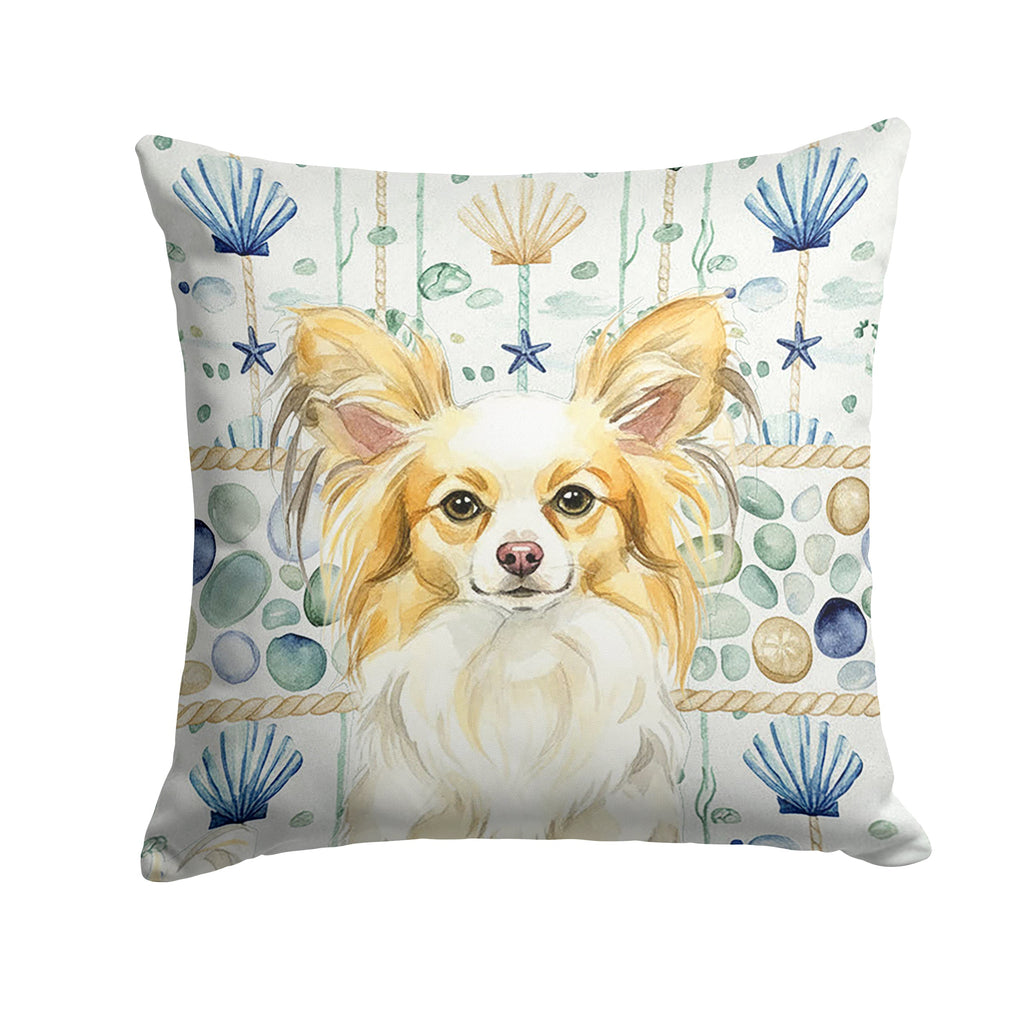 Lemon and White Papillon Coastal Sea Glass Decorative Throw Pillow 18x18 Indoor Outdoor Accent Cushion, Fabric Cover with Insert for Sofa, Bed, Porch & Living Room