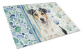 Parson Russell Terrier Coastal Sea Glass Cutting Board Tempered Glass Kitchen Cutting Surface, Heat Resistant Chopping, Non-Slip Feet, Food Prep & Serving
