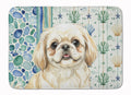 Cream Pekingese Coastal Sea Glass Memory Foam Kitchen Mat Machine Washable Anti-Fatigue Cushion Comfort Bath or Kitchen Rug