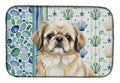 Fawn Pekingese Coastal Sea Glass Dish Drying Mat Absorbent Dish Drying Mat Pad for Kitchen Counter Dish Drainer Mat for Countertop, 14 x 21", Multicolor
