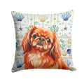 Red Pekingese Coastal Sea Glass Decorative Throw Pillow 14x14 Indoor Outdoor Accent Cushion, Fabric Cover with Insert for Sofa, Bed, Porch & Living Room