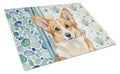 Corgi Coastal Sea Glass Cutting Board Tempered Glass Kitchen Cutting Surface, Heat Resistant Chopping, Non-Slip Feet, Food Prep & Serving