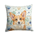 Corgi Coastal Sea Glass Decorative Throw Pillow 14x14 Indoor Outdoor Accent Cushion, Fabric Cover with Insert for Sofa, Bed, Porch & Living Room