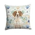 Liver and White Pointer Coastal Sea Glass Decorative Throw Pillow 14x14 Indoor Outdoor Accent Cushion, Fabric Cover with Insert for Sofa, Bed, Porch & Living Room