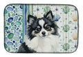 Black and White Pomeranian Coastal Sea Glass Dish Drying Mat Absorbent Dish Drying Mat Pad for Kitchen Counter Dish Drainer Mat for Countertop, 14 x 21", Multicolor