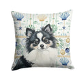 Black and White Pomeranian Coastal Sea Glass Decorative Throw Pillow 18x18 Indoor Outdoor Accent Cushion, Fabric Cover with Insert for Sofa, Bed, Porch & Living Room