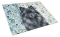 Black Pomeranian Coastal Sea Glass Cutting Board Tempered Glass Kitchen Cutting Surface, Heat Resistant Chopping, Non-Slip Feet, Food Prep & Serving