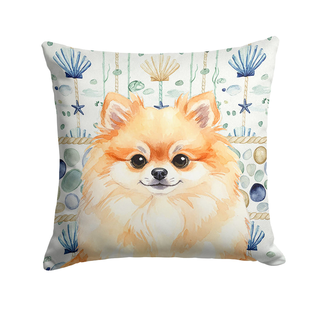 Pomeranian Coastal Sea Glass Decorative Throw Pillow 18x18 Indoor Outdoor Accent Cushion, Fabric Cover with Insert for Sofa, Bed, Porch & Living Room