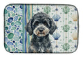 Miniature Black Poodle Coastal Sea Glass Dish Drying Mat Absorbent Dish Drying Mat Pad for Kitchen Counter Dish Drainer Mat for Countertop, 14 x 21", Multicolor