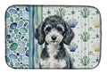 Miniature Parti Poodle Coastal Sea Glass Dish Drying Mat Absorbent Dish Drying Mat Pad for Kitchen Counter Dish Drainer Mat for Countertop, 14 x 21", Multicolor