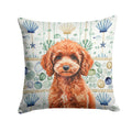 Miniature Red Poodle Coastal Sea Glass Decorative Throw Pillow 18x18 Indoor Outdoor Accent Cushion, Fabric Cover with Insert for Sofa, Bed, Porch & Living Room