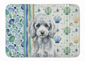 Miniature Silver Poodle Coastal Sea Glass Memory Foam Kitchen Mat Machine Washable Anti-Fatigue Cushion Comfort Bath or Kitchen Rug
