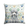 Standard Silver Poodle Coastal Sea Glass Decorative Throw Pillow 18x18 Indoor Outdoor Accent Cushion, Fabric Cover with Insert for Sofa, Bed, Porch & Living Room