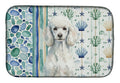 Standard White Poodle Coastal Sea Glass Dish Drying Mat Absorbent Dish Drying Mat Pad for Kitchen Counter Dish Drainer Mat for Countertop, 14 x 21", Multicolor