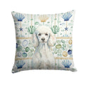 Standard White Poodle Coastal Sea Glass Decorative Throw Pillow 14x14 Indoor Outdoor Accent Cushion, Fabric Cover with Insert for Sofa, Bed, Porch & Living Room