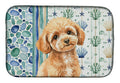 Toy Apricot Poodle Coastal Sea Glass Dish Drying Mat Absorbent Dish Drying Mat Pad for Kitchen Counter Dish Drainer Mat for Countertop, 14 x 21", Multicolor