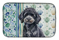 Toy Black Poodle Coastal Sea Glass Dish Drying Mat Absorbent Dish Drying Mat Pad for Kitchen Counter Dish Drainer Mat for Countertop, 14 x 21", Multicolor