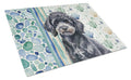 Toy Black Poodle Coastal Sea Glass Cutting Board Tempered Glass Kitchen Cutting Surface, Heat Resistant Chopping, Non-Slip Feet, Food Prep & Serving